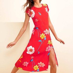 NWT LOFT Lily Cap Sleeve Midi Dress